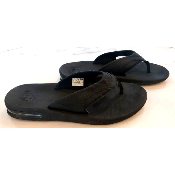 REEF BLACK BOTTLE OPENER FLIP FLOP THONG SANDALS, MENS SIZE 12 - Picture 8 of 10
